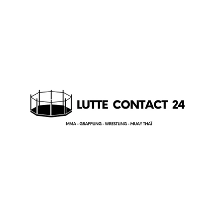 Logo horizontal de Lutte Contact 24 : cage octogonale et disciplines MMA, grappling, wrestling, muay thaï