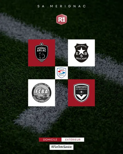 Visuel des adversaires du SA Mérignac en R1, matchs à domicile et à l'extérieur