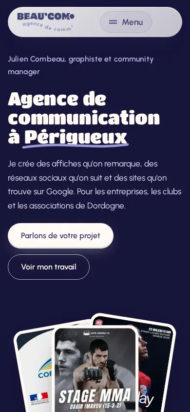 Page d'accueil du site Beau'Com affichée sur mobile